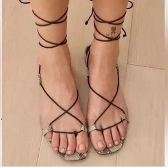 Reformation Shoes - Brand New! Reformation Alize Snakeskin Lace-Up Sandals